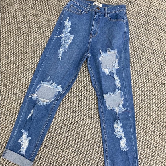 Shine On Label Francisco Distressed Relaxed Fit Jean Washed Blue